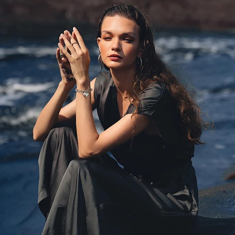 Women’s Silver Heart Charm Bracelets Gold Plated Link Adjustable Jewelry - Picture 4 of 7